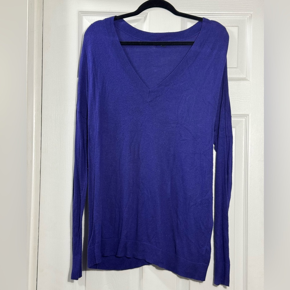 Gap Purple Blue V Neck Lightweight Knit Pullover Sweater Women’s L